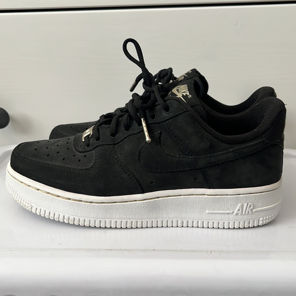 Black suede and Gold NIKE Air Force 1